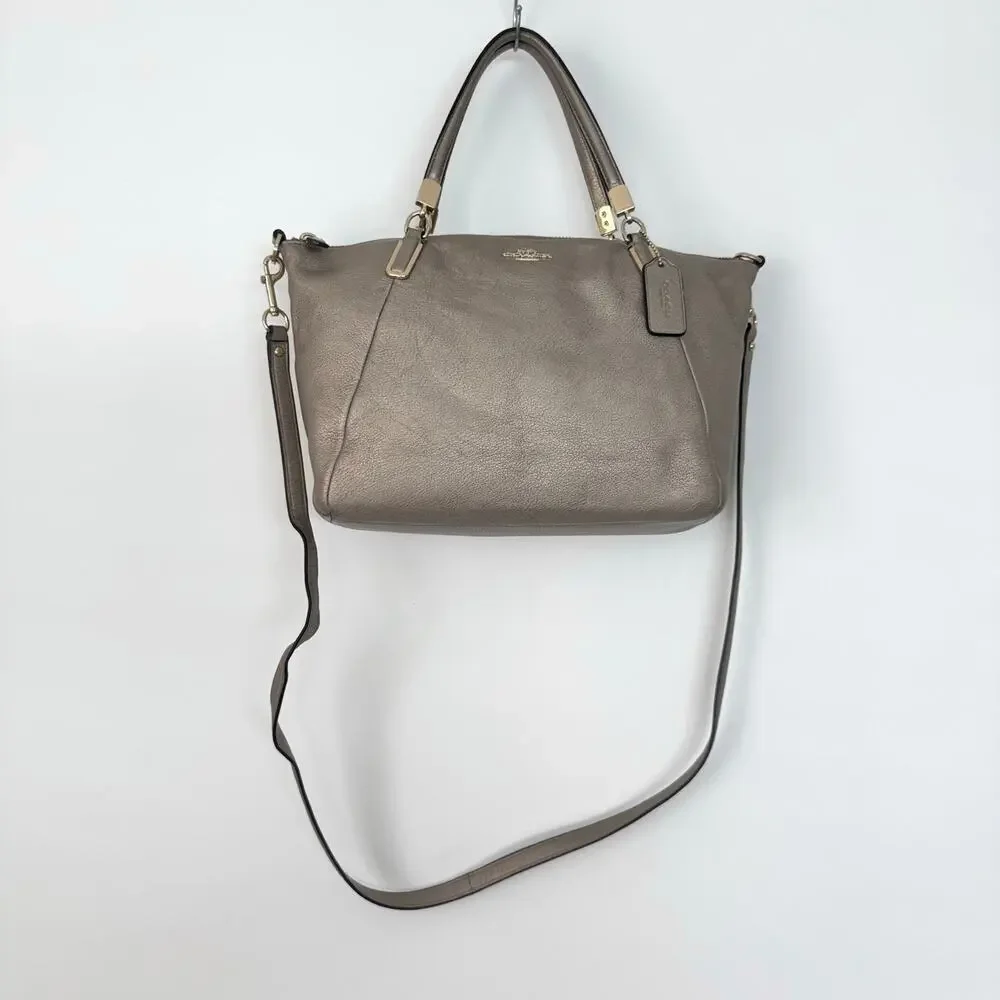 Coach Kelsey Metallic Pebble Leather Crossbody Satchel Bag F34493